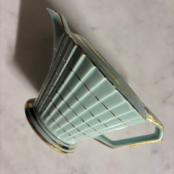 Vintage Sadler, England Art Deco ceramic teapot in mint green with gold accents - Picture 7 of 16